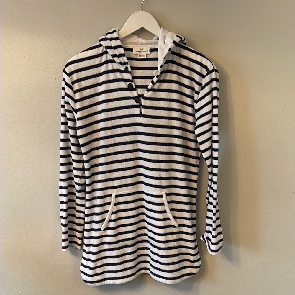 Women's Striped Hooded Swim Cover-Up